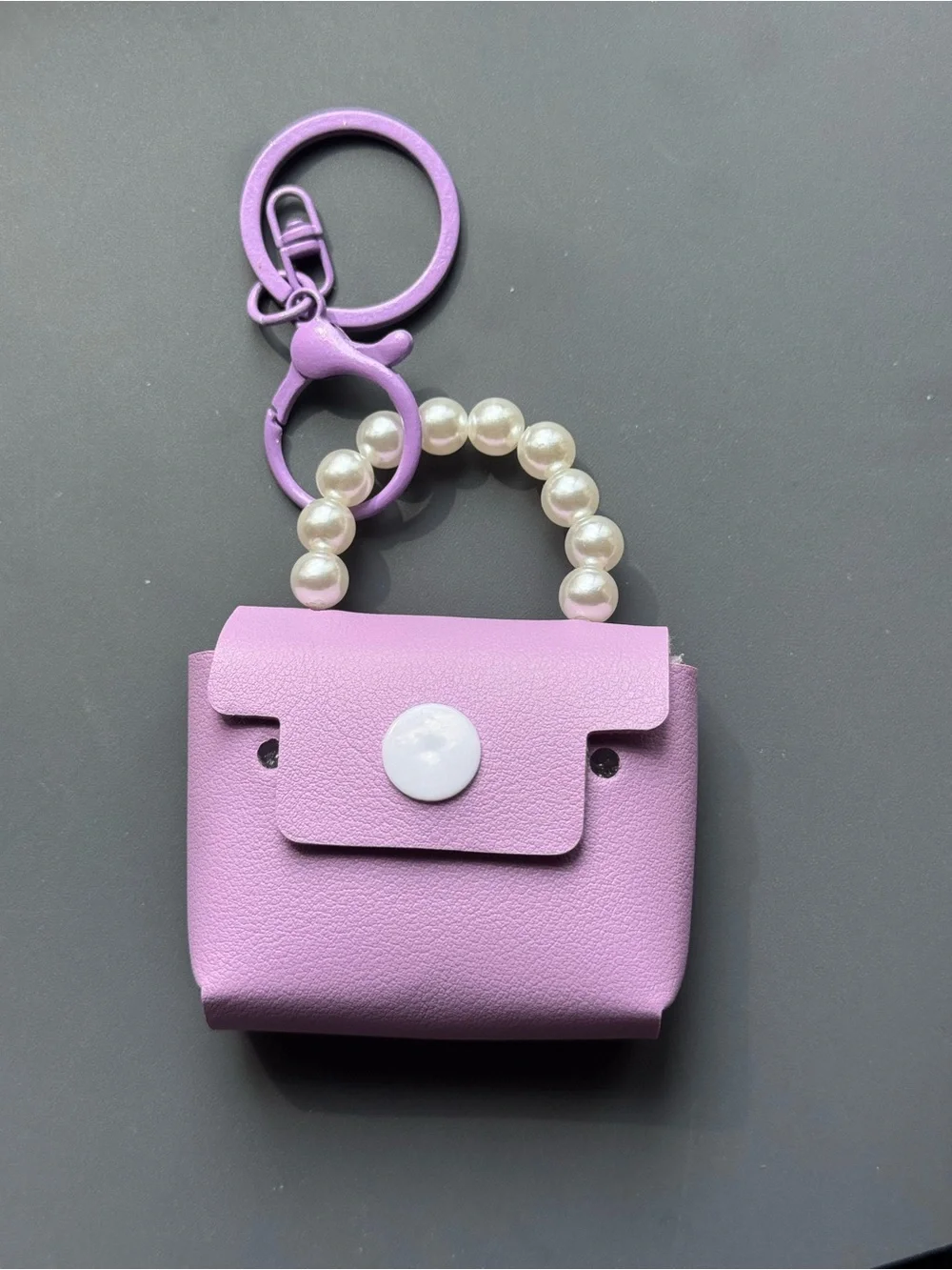 Purple Faux Leather Mini Purse Key Chain Bag Charm NWT